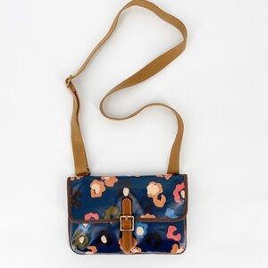 Fossil Coated Canvas Abstract Floral Crossbody Snap Closure
